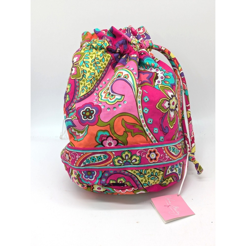 Vera Bradley Ditty Bag NWT Pink Paisley Drawstring Travel Organizer 12x12